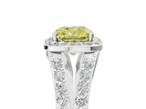 White gold Fancy Yellow Cushion Cut Diamond Split Shank Halo Ring with Four-Prong Setting_110