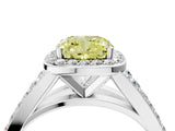 White gold Fancy Yellow Cushion Cut Diamond Split Shank Halo Ring with Four-Prong Setting_115