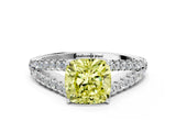 White gold Fancy Yellow Cushion Cut Diamond Split Shank Pavé Engagement Ring with Four-Prong Setting_88