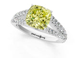 White gold Fancy Yellow Cushion Cut Diamond Split Shank Pavé Engagement Ring with Four-Prong Setting_88