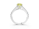 White gold Fancy Yellow Cushion Cut Diamond Split Shank Pavé Engagement Ring with Four-Prong Setting_90