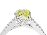 White gold Fancy Yellow Cushion Cut Diamond Split Shank Pavé Engagement Ring with Four-Prong Setting_92