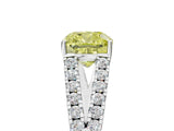 White gold Fancy Yellow Cushion Cut Diamond Split Shank Pavé Engagement Ring with Four-Prong Setting_92