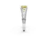 White gold Fancy Yellow Cushion Cut Diamond Split Shank Ring with Pavé Band and Four-Prong Setting_42