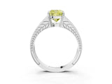 White gold Fancy Yellow Cushion Cut Diamond Split Shank Ring with Pavé Band and Four-Prong Setting_43