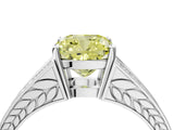 White gold Fancy Yellow Cushion Cut Diamond Split Shank Ring with Pavé Band and Four-Prong Setting_44