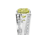 White gold Fancy Yellow Cushion Cut Diamond Split Shank Ring with Pavé Band and Four-Prong Setting_45