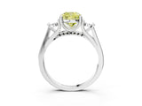 White gold Fancy Yellow Cushion Cut Diamond Three-Stone Engagement Ring with Prong Setting and Pavé Band_3
