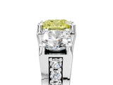 White gold Fancy Yellow Cushion Cut Diamond Three-Stone Ring with Channel Set Band and Four-Prong Setting_69