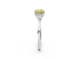 White gold Fancy Yellow Cushion Cut Diamond Three-Stone Ring with Pear  Side Stones and Prong Setting_155