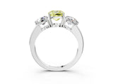White gold Fancy Yellow Cushion Cut Diamond Three-Stone Ring with Prong Setting and Classic Band_126