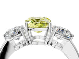 White gold Fancy Yellow Cushion Cut Diamond Three-Stone Ring with Prong Setting and Classic Band_127