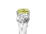 White gold Fancy Yellow Cushion Cut Diamond Three-Stone Ring with Prong Setting and Classic Band_128