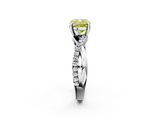 White gold Fancy Yellow Cushion  Cut Diamond Twist Band Solitaire with Prong Setting_26