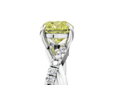 White gold Fancy Yellow Cushion  Cut Diamond Twist Band Solitaire with Prong Setting_29
