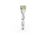 White gold Fancy Yellow Cushion  Cut Diamond Twisted Band Engagement Ring with Prong Setting_5