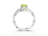 White gold Fancy Yellow Cushion  Cut Diamond Twisted Band Engagement Ring with Prong Setting_6