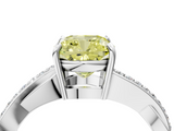 White gold Fancy Yellow Cushion  Cut Diamond Twisted Band Engagement Ring with Prong Setting_7
