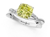 White gold Fancy Yellow Cushion  Cut Diamond Twisted Band with Pavé Setting and Four-Prong Setting_39