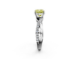 White gold Fancy Yellow Cushion  Cut Diamond Twisted Band with Pavé Setting and Four-Prong Setting_39