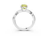 White gold Fancy Yellow Cushion  Cut Diamond Twisted Band with Pavé Setting and Four-Prong Setting_40