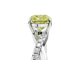 White gold Fancy Yellow Cushion  Cut Diamond Twisted Band with Pavé Setting and Four-Prong Setting_42