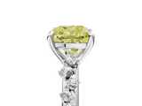 White gold Fancy Yellow Cushion  Cut Diamond Vine Band with Four-Prong Setting_41