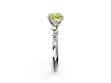 White gold Fancy Yellow Cushion  Cut Diamond Vine Band with Four-Prong Setting_42