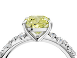 White gold Fancy Yellow Cushion  Cut Diamond Vine Band with Four-Prong Setting_44