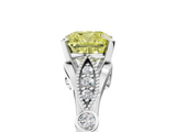 White gold Fancy Yellow Cushion  Cut Diamond with Milgrain Marquise and Bezel Accents on a Solitaire Band with Prong Setting_236