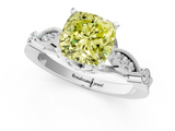 White gold Fancy Yellow Cushion  Cut Diamond with Milgrain Marquise and Bezel Accents on a Solitaire Band with Prong Setting_238