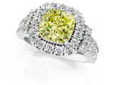 White gold Fancy Yellow Cushion  Cut Double Halo Diamond Engagement Ring with Pave Band and Four-Prong Setting_39