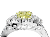 White gold Fancy Yellow Cushion  Cut Double Halo Diamond Engagement Ring with Pave Band and Four-Prong Setting_40
