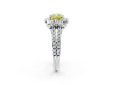 White gold Fancy Yellow Cushion  Cut Double Halo Diamond Engagement Ring with Pave Band and Four-Prong Setting_40
