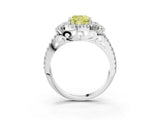 White gold Fancy Yellow Cushion  Cut Double Halo Diamond Engagement Ring with Pave Band and Four-Prong Setting_41