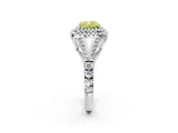 White gold Fancy Yellow Cushion  Cut Double Halo Split Shank Diamond Ring with Prong Setting_51