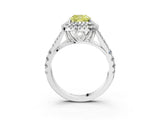 White gold Fancy Yellow Cushion  Cut Double Halo Split Shank Diamond Ring with Prong Setting_52