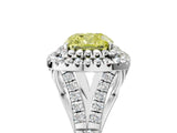 White gold Fancy Yellow Cushion  Cut Double Halo Split Shank Diamond Ring with Prong Setting_53