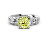 White gold Fancy Yellow Cushion  Cut Five-Stone Prong Set Diamond Ring with Classic Band_32