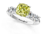 White gold Fancy Yellow Cushion  Cut Five-Stone Prong Set Diamond Ring with Classic Band_33