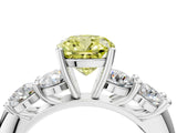 White gold Fancy Yellow Cushion  Cut Five-Stone Prong Set Diamond Ring with Classic Band_36