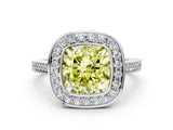 White gold Fancy Yellow Cushion Cut Halo Bezel Diamond Pave Band Ring_18