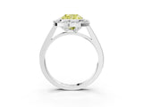 White gold Fancy Yellow Cushion Cut Halo Bezel Diamond Pave Band Ring_21