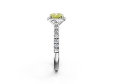 White gold Fancy Yellow Cushion  Cut Halo Diamond Engagement Ring with Pave Band and Four-Prong Setting_30