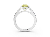 White gold Fancy Yellow Cushion  Cut Halo Diamond Engagement Ring with Pave Band and Four-Prong Setting_31