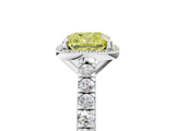 White gold Fancy Yellow Cushion  Cut Halo Diamond Engagement Ring with Pave Band and Four-Prong Setting_33