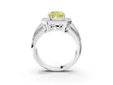 White gold Fancy Yellow Cushion Cut Halo Diamond Engagement Ring with Pave Split Shank and Four-Prong Setting_3