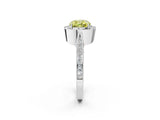 White gold Fancy Yellow Cushion Cut Halo Diamond Engagement Ring with Split Shank Band and Four-Prong Setting_14