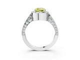 White gold Fancy Yellow Cushion Cut Halo Diamond Engagement Ring with Split Shank Band and Four-Prong Setting_15