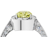 White gold Fancy Yellow Cushion Cut Halo Diamond Engagement Ring with Split Shank Band and Four-Prong Setting_16